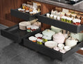 Seinloes Pull Out Cabinet Organizer,4-Side Expandable to Maximize Cabinet Space,Slide Out Drawers with 3 Rail Design,Roll Out Shelf with Raising Pad for Framed Cabinet,13"-21"W x 17"-24"D,Black,4 Pack