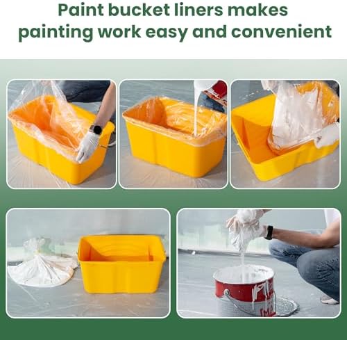 VOOMEY 18 Inch Paint Tray Liner, Plastic Paint Bucket Inner Liner Bags for Paint Roller Kit, 5pcs,Disposable for Quick Cleanup
