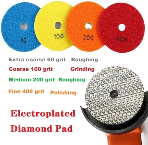 Electroplated Diamond Sanding Paper Sheet Pad,200Grit 5inch 125mm Grinding Sandpaper Pad Hook and Loop Backing for Metal Glass Porcelain Ceramic Hand Polishing & Trimming (1 Piece)