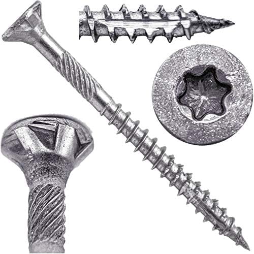 #8 x 2 Silver Star Stainless Steel Wood Screw Torx/Star Drive Head - Grade 305 Stainless Steel Torx/Star Drive Wood Screws - (Full Box - 3,500 Approx. Screw Count)