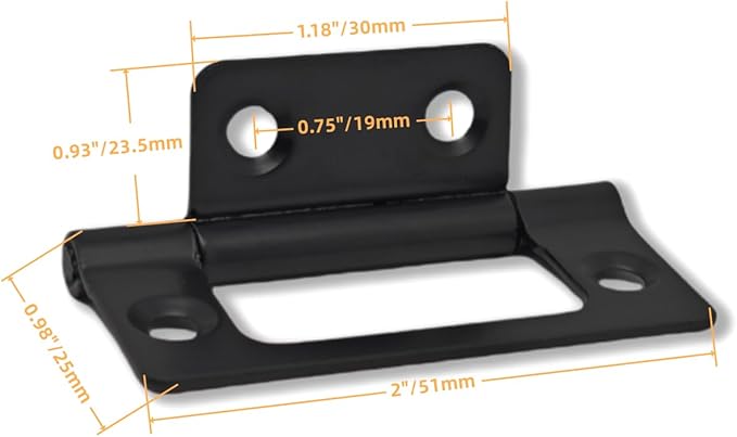 6 Pack Non-Mortise Door Hinges with Screws, 2 x 0.9 Inches Bifold Butt Cabinet Hinges for Furniture, Windows, Cupboards, Sleek Black Finish
