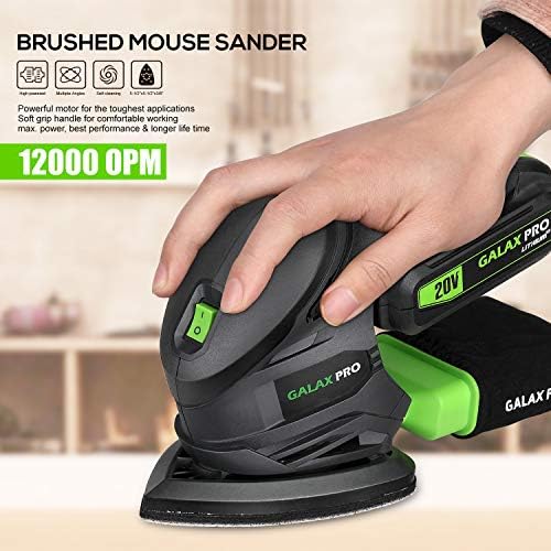 GALAX PRO 20V Cordless Detail Sander with 20 Pcs Sandpapers