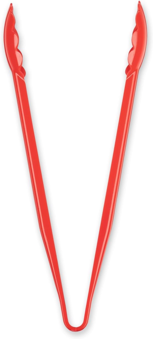 Carlisle FoodService Products 470905 Carly Salad Tong, 9" Utility Tong, Red, 1 Pack
