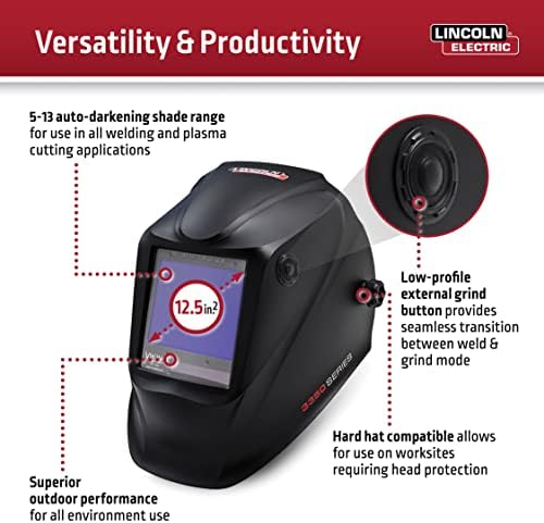 Lincoln Electric K3034-4 VIKING 3350 Auto Darkening Welding Helmet with 4C Lens Technology, Matte Black, extra large