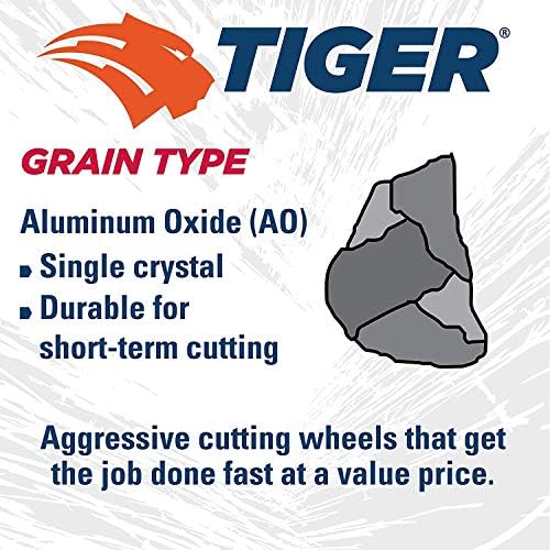 Weiler 57040 4-1/2 Inch Cutting Wheel, Tiger AO Steel/Metal Long Life Performance Cutting, .045" A60T Type 27 5/8"-11 Hub, Pack of 10