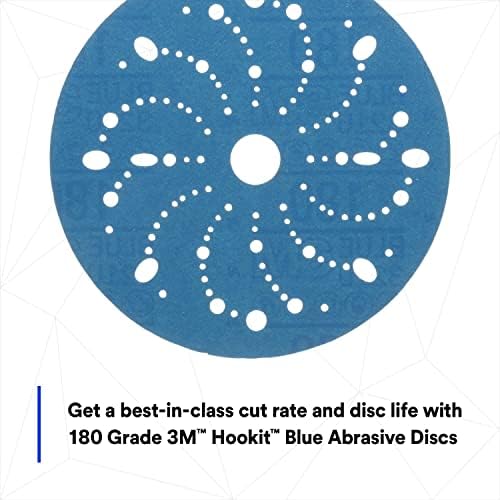 3M Hookit Blue Abrasive Disc, 321U, 36176, 6 in, 180+ Grade, Multi-Hole