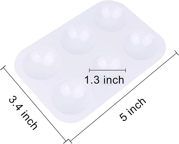 LNAUJS 8 Pack Plastic Paint Tray Palettes, 6 Well Rectangular Palette, Watercolor or DIY Craft Paint Supplies