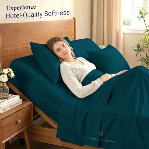 JS Sanders Collection Split Head Sheet Set 4PC Queen Size, Teal