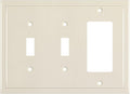 Henne Bery Modern Edge Decorative Wall Plate Switch Plate Outlet Cover, Durable Solid Zinc Alloy (Double Toggle/Single Decorator, Light Almond)