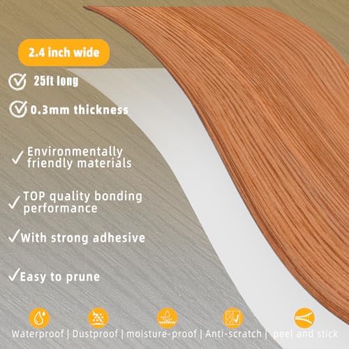 GSCIT Club Wood Grain Repair Tape, 2.4 inch X 25ft Self Adhesive Red Oak Grain Repair Patch for Tables, Chairs, Baseboards, Doors, Windows, Floors, Handicraft DIY.