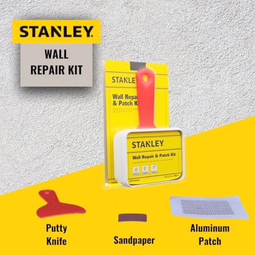 Stanley Drywall Patch Repair Kit -12x9.5 Fl Oz., Complete Drywall Patch Solution for Home DIY, includes Wall Hole Filler, Spackle Wall Repair and Putty Hole Repair - 12 Pack