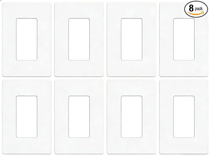 ZEFTV 8 Pack Screwless Decorator Wall Plates 1-Gang Switch Outlet Electrical Cover Plate Unbreakable Thermoplastic Faceplate for Decorative Receptacle Outlet Switch, White
