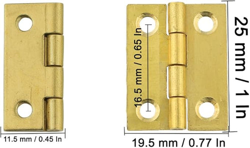 10PCS Butt Hinges 1 Inch Mini Solid Brass Hinges with Screws for Cabinet Drawer Doors Wooden Jewelry Box