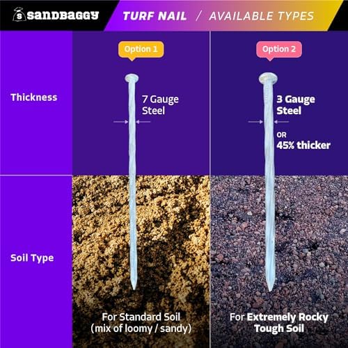 Sandbaggy 6" Heavy Duty Galvanized Artificial Turf Stakes - Spiral Landscape Nails - Ground Spikes/Pins - Synthetic Grass, Lawn, Edging, Weed Barrier Fabric, Garden (6 inch - Heavy Duty, 800, Count)
