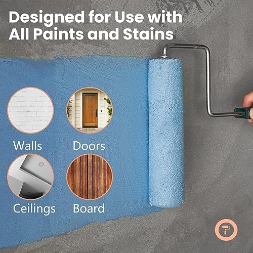 Mister Rui 9 Inch Paint Roller Kit with Microfiber Covers & Extension Pole
