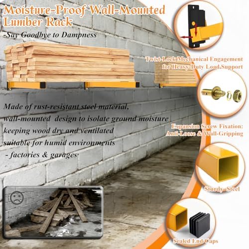 Lumber Storage Rack, Separate & Adjustable & Space-saving Wall 6 PACK