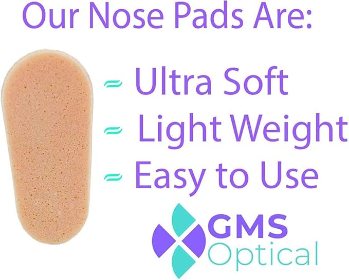 GMS Optical Symmetrical Self-Adhesive Soft Foam Nose Pads for Glasses, Sunglasses, and Eye-Wear, and More - Great for Plastic Frames – 15mm (60 Pair, Peach)