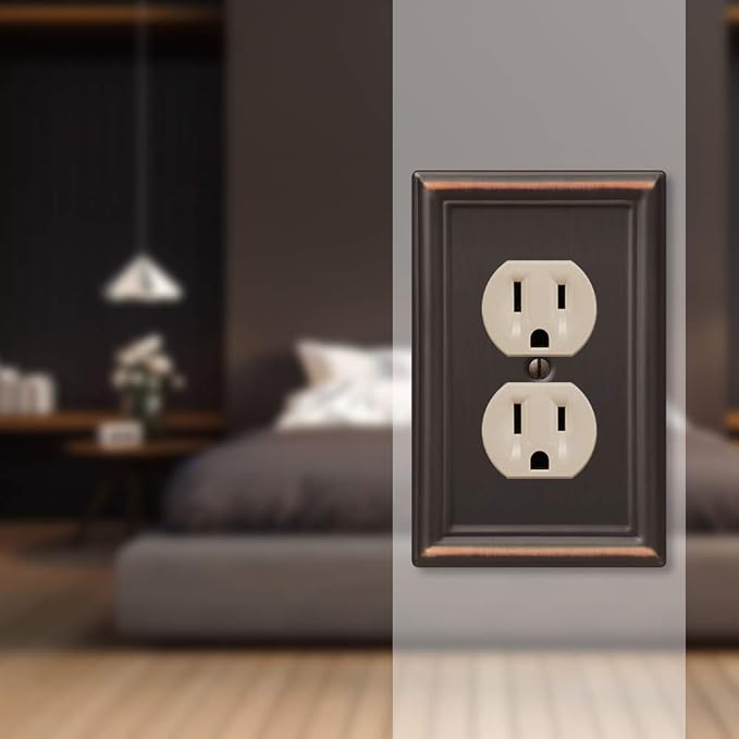 Amerelle 149DDB Chelsea Wallplate, 1 Duplex, Steel, Aged Bronze, 1-Pack