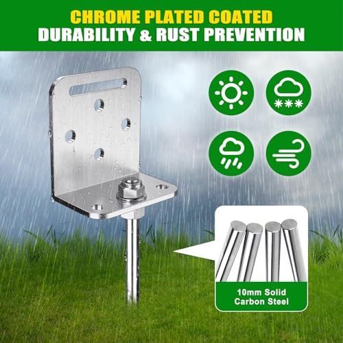 Insaga 24" Ground Anchors Screw in, 4 Pack Trampoline Anchors with L Bracket – Spiral Heavy Duty Earth Anchor for Shed, Swing Set, Mobile Home, Tent, Carport, Gazebo, Canopy, Playground, Playset