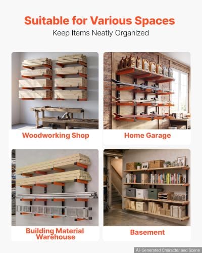 VEVOR Lumber Rack, 4-Tier 4-Pack 110 lbs per Tier, Foldable Wood Storage