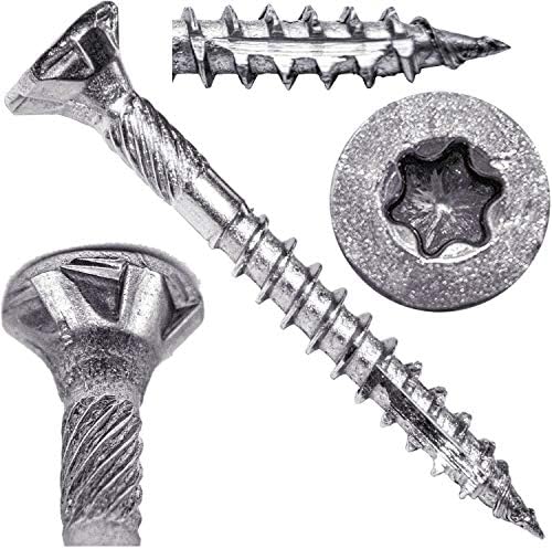 Jake Sales #8 x 1-1/2" Silver Star Stainless Steel Wood Screw Torx/Star Drive Head - Grade 305 Stainless Steel Torx/Star Drive Wood Screws - (Full Box - 5,700 Approx. Screw Count)