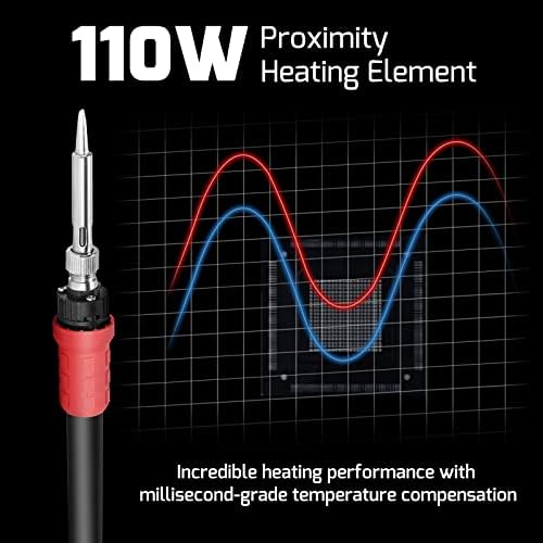 WEP 926LED V1 110W Soldering Iron Station Kit with Solder Wire, 5 Soldering Tips, Tip Cleaner, Tweezers, Desoldering Pump with Precision Temperature Control, Sleep Mode, ℉/℃