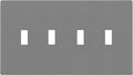 ENERLITES Screwless Quadruple Toggle Switch Wall Plate, Child Safe Light Switch Cover, Standard Size 4-Gang 4.68" x 8.38", Unbreakable Polycarbonate Thermoplastic, UL Listed, SI8814-GY, Glossy, Gray