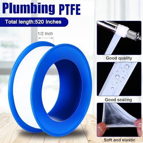 Pushglossy 300 Rolls PTFE Tape 1/2 x 520 Inches Plumbers Tape, White