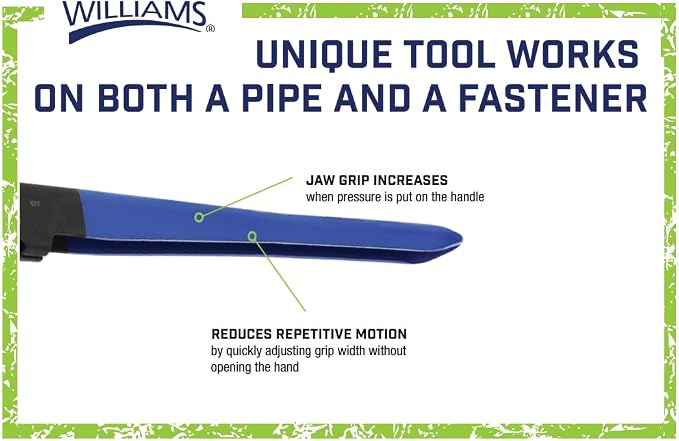 Williams JHW140 Universal Pipe Wrench, 8-7/16" Overall Length with a Maximum Jaw Opening of 1-3/16"