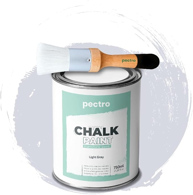 Chalk Paint for Furniture 25 fl.Oz. (750ml) + Special Chalk Paint Brush - Furniture Paint no Sanding or Priming - Chalk Finish Wood Paint - DIY Projects Home Decor & Improvement (LIGHT GRAY)