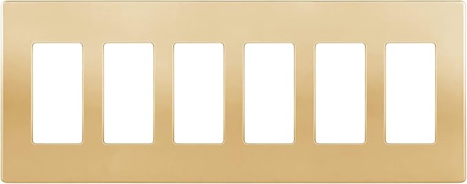 ENERLITES Elite Series Screwless Decorator Wall Plate Child Safe Outlet Cover, Gloss Finish, Size 6-Gang 4.68" H x 12.00" L, Unbreakable Polycarbonate Thermoplastic, SI8836-GD, Gold