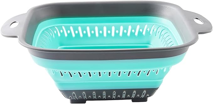 Draining rack Drain Basket Vegetables Basket Collapsible Colander Strainer with Plastic Handles Foldable Storage Basket Kitchen Gadgets Sink Strainer Basket(A)