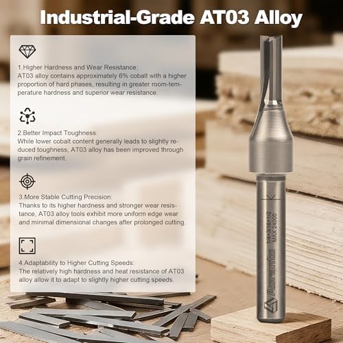 Straight Router Bits 1/4" Shank, 3/16" Cut Diameter, 1/2" Cut Length, Useful for Plunging Capabilities for Cutting Grooves, Dados, Mortising
