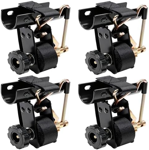 Black Rack Straps with J-Hook (4PK),1.5" x7.5' Ladder Rack Ratchet Straps, 2" Round Tube Mount, Perfect Ladder Rack Tie-Downs for Trailer Cargo Control