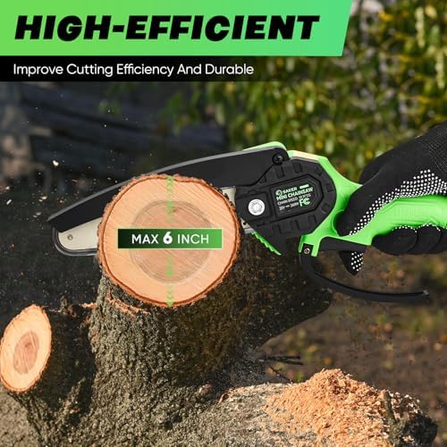 Saker Mini Chainsaw Cordless,6 Inch Battery Chainsaw Green