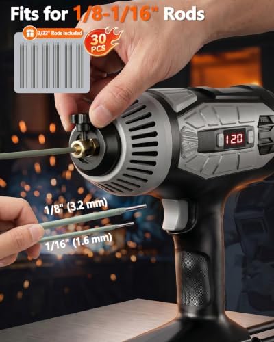 20-120A Welder, ±1A Precision Portable Welding Machine, 110V Portable Welder Handheld, IGBT Inverter Portable Welder, Stick Welder, 30pcs Rods & Carrying Case, Mechanic Gift for Men, Grey