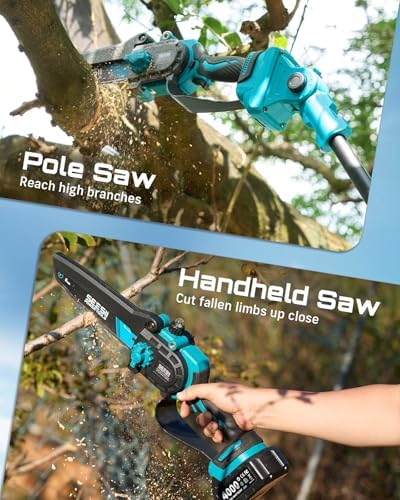 SEESII 2-in-1 Electric Pole Saws 8 Inch for Tree Trimming, Brushless Motor