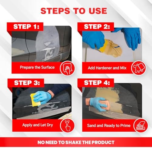 Roberlo Maxifill Superior Lightweight Body Filler with Hardener - Easy Sanding, Paintable Auto Body Filler for Car Repair - Ideal for Dents, Holes, Rust & Scratches - Pack of 2 x 3L
