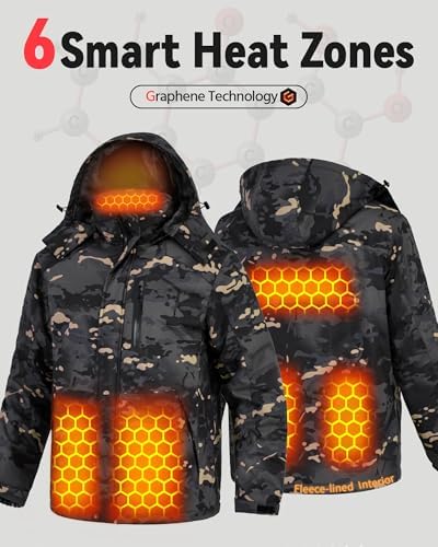 Wulcea Graphene Heated Jacket for Men Fur Lined with Large Capacity Battery Pack