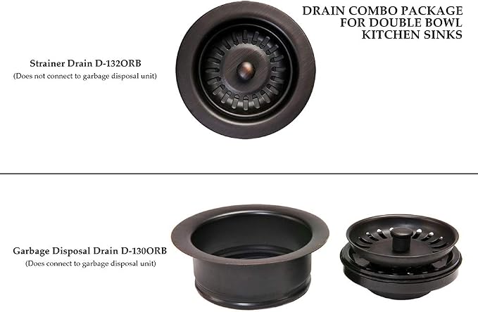 Premier Copper Products DC-1ORB Drain Combination Package for Double Bowl Kitchen Sinks, Oil Rubbed Bronze