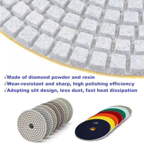 Diamond Polishing Pad, 7 inch 180 mm 2000 Grit Sanding Discs for Grinder & Polisher, Hook and Loop Backing Pad for Grinding Buffing Granite Marble Concrete Stone (1 Piece)