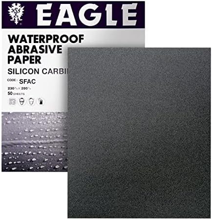 Eagle 9x11 Silicon Carbide Waterproof Sanding Sheets, Flexible Back, Grit P600, 102-0600, 50 sheets