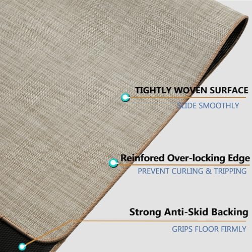 Chair Mat for Hardwood Floor, 47" x 60" Heavy Duty Office Chair Mat for Rolling Chairs, Anti Slip, Non-Curve, Floor Protector for Home Office, Ivory Linen Weave