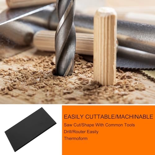 MECCANIXITY UHMW Sheet Ultra High Molecular Weight Polyethylene Sheet, 3/16" Thick Hard HDPE Plastic Sheet Board for DIY Craft 6" x 8" Black