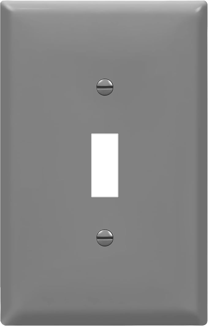 ENERLITES Toggle Light Switch Wall Plate, Gloss Finish, Mid-Size Single Gang 4.88" x 3.11", Unbreakable Polycarbonate Thermoplastic, UL Listed, 8811M-GY, Gray