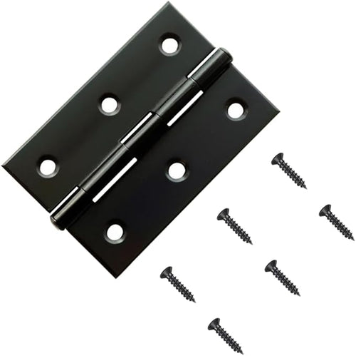 12 Pack 3 inch Black Door Hinges, Black Hinges for Furniture Door Window, Jewelry Boxes, Cabinets, DIY Projects