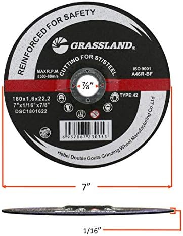 HARRI ABRASIVES Thin Cutting Disc, Stainless Steel Freehand Cut-Off Wheel - Depressed Center - 7" x 1/16" x 7/8" - T42 (Pack of 5)