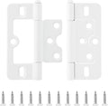 2PCS Non-Mortise Hinges 3 inch White Door Hinges with Mounting Screws, Chest Hinges Heavy Duty Bifold Door Hinges Iron Cabinet Hinges, Precision Butt Hinge for Furniture Windows Cupboard