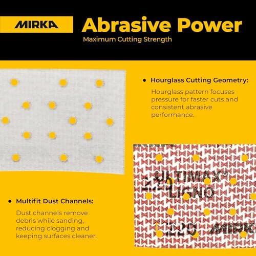 Mirka Abrasive Sheets Ultimax Ligno 3x5 Hook and Loop P220 50 Pack