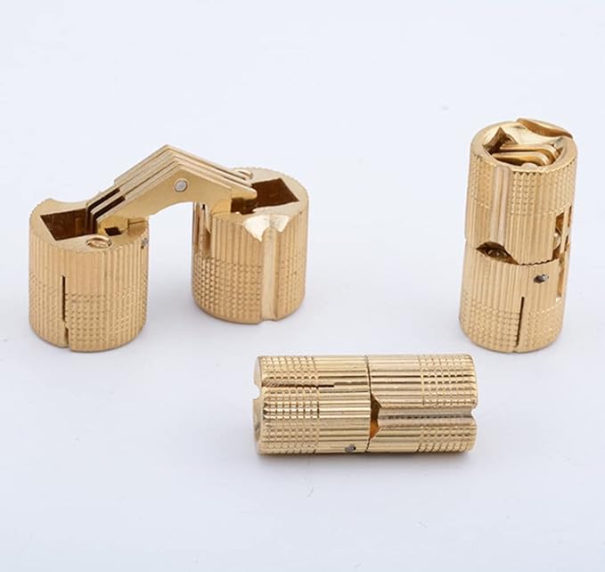 10mm Hidden Brass Barrel Hinges 180 Degree Opening Angle Cabinet Hinges for DIY Jewelry Box 1Hand 4 Pack